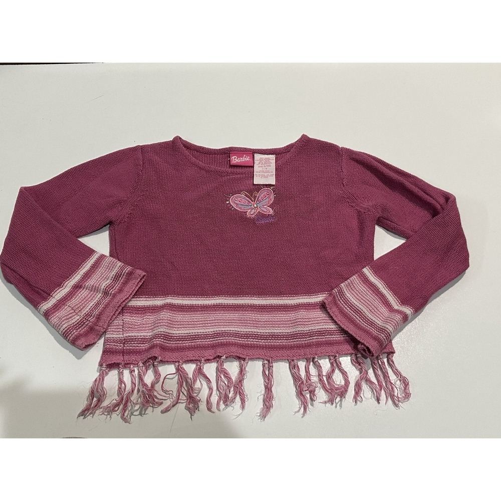 Vintage Barbie Mattel Girls Sz M 7/8 Pink Sweater 90s
